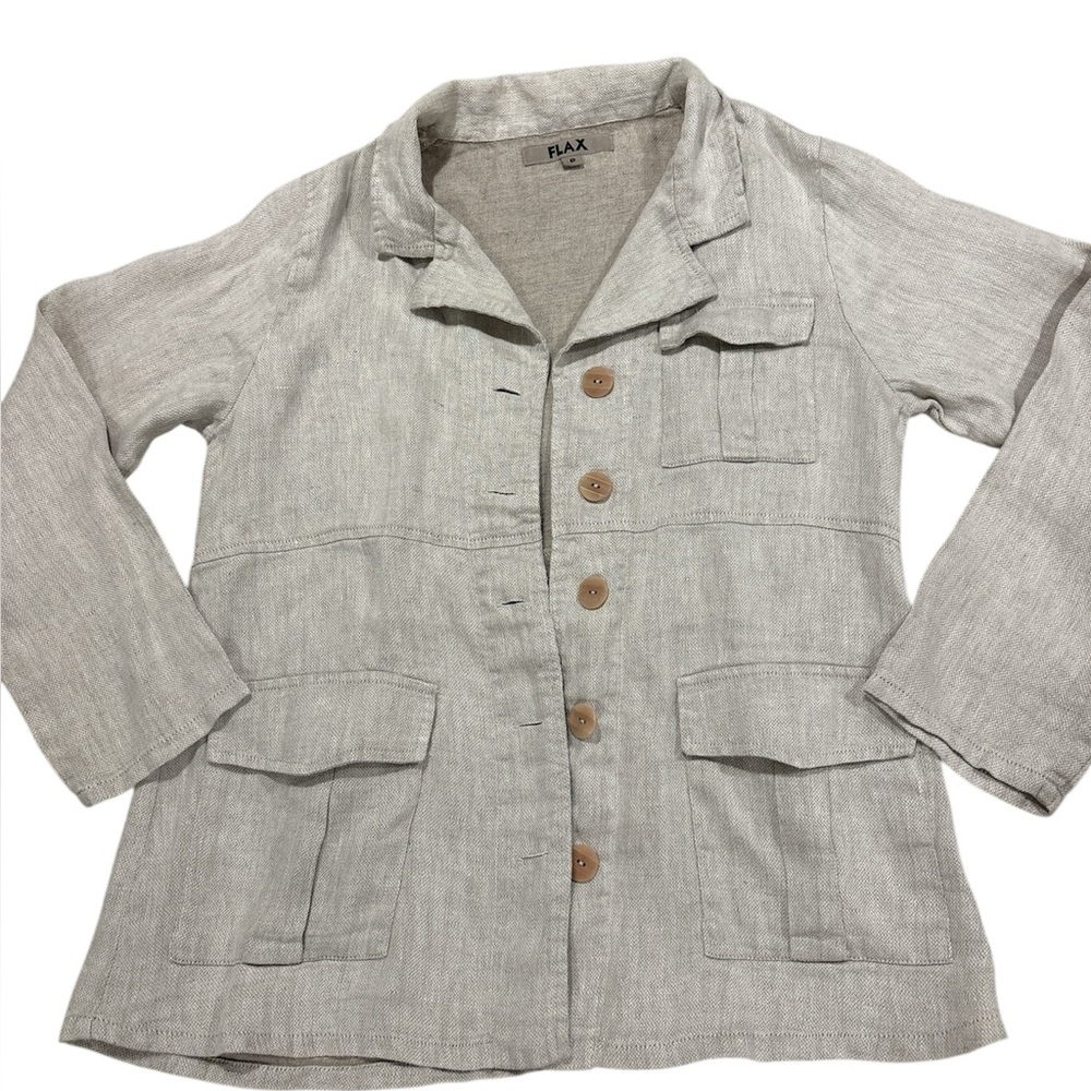 Flax Stone Cream Linen Blazer Women’s Size Medium P